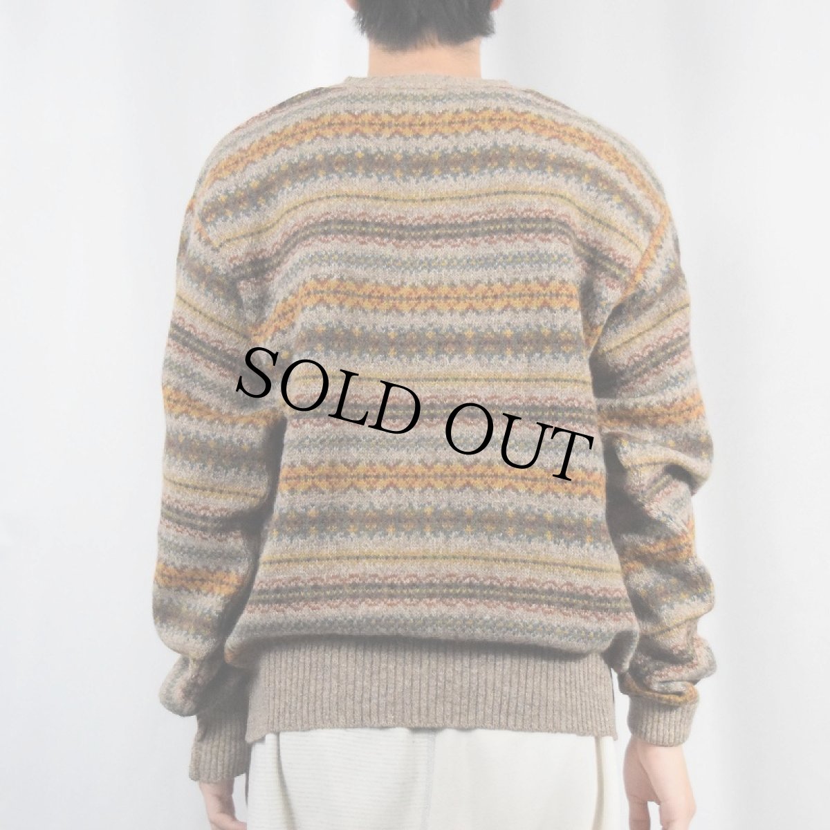 画像3: 90's J.CREW フェアアイル柄 アルパカウール Vネックニットセーター S (3)