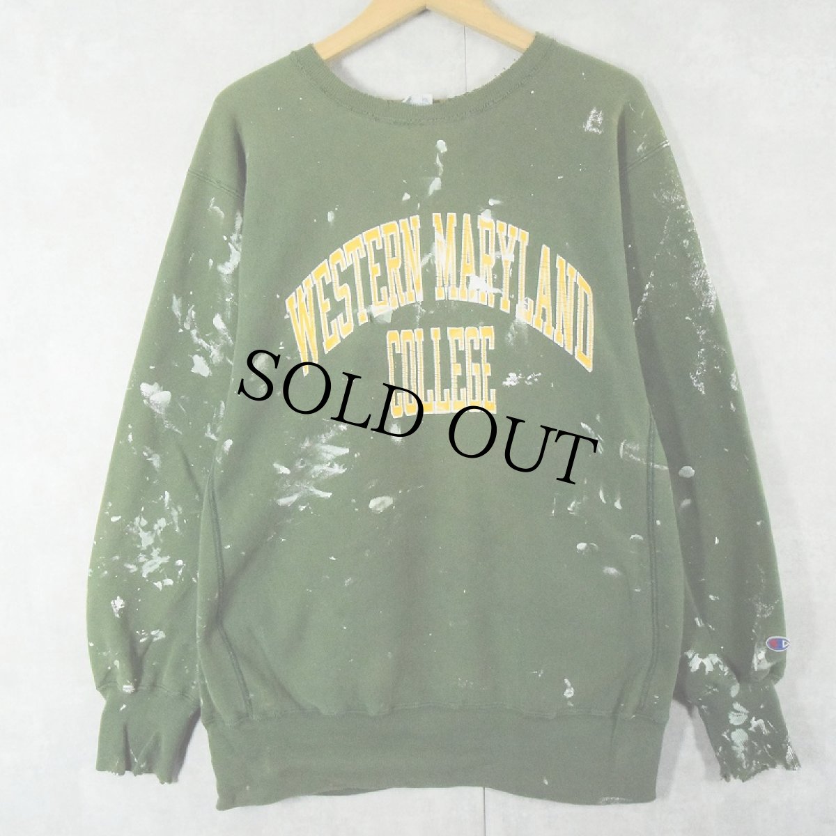 画像1: 90's Champion REVERSE WEAVE USA製 "WEATERN MARYLAND COLLEGE" ペンキペイントスウェット XL (1)