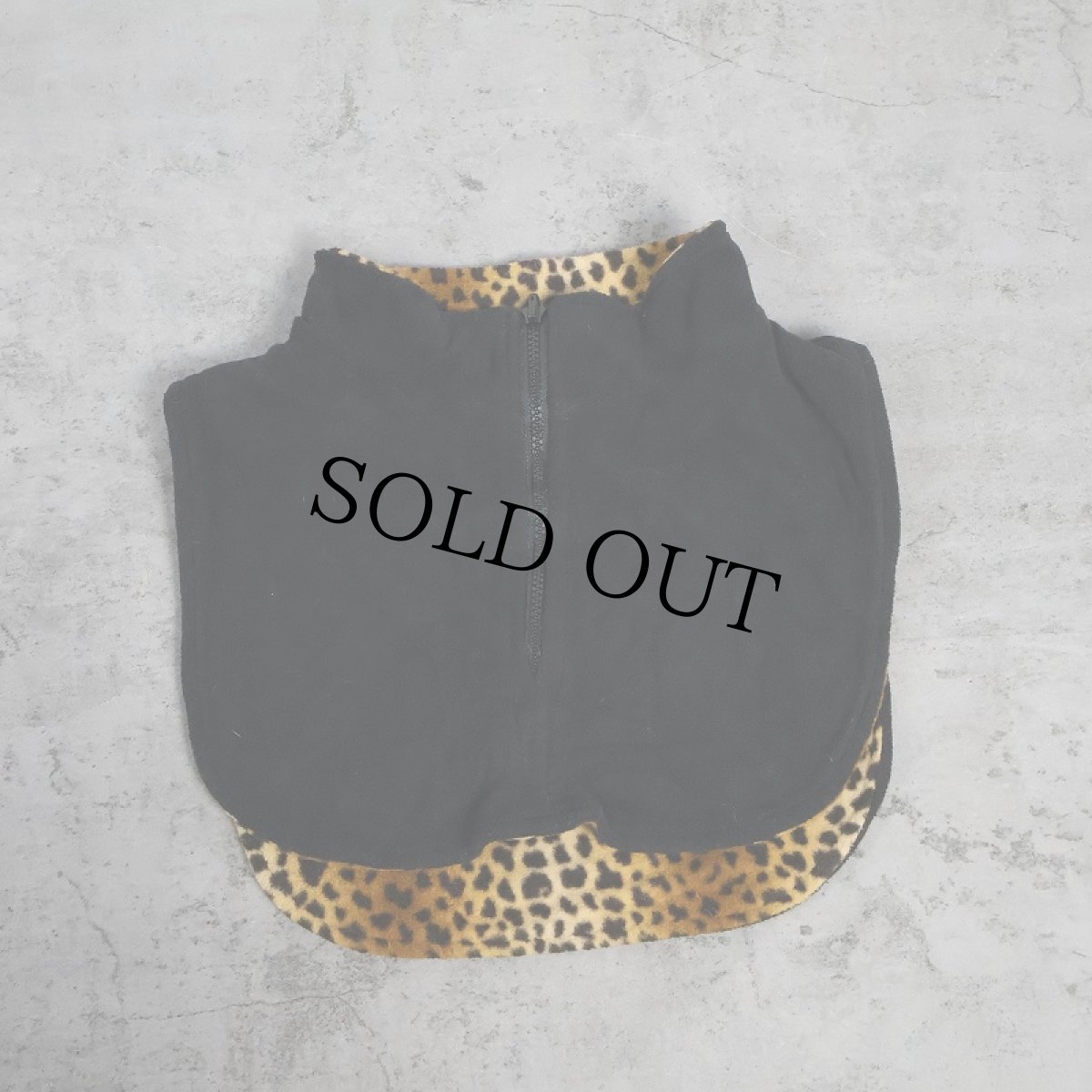 画像2: レオパード柄 リバーシブル フリース ハーフジップ付けタートル (2)