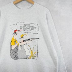 画像1: 90's USA製 "DON'T MISS..." イラストプリントラグランスウェット XXL (1)