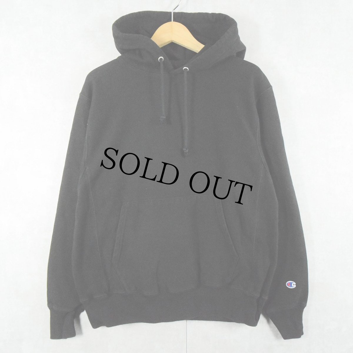 画像1: Champion REVERSE WEAVE スウェットフーディー 目無し BLACK M (1)