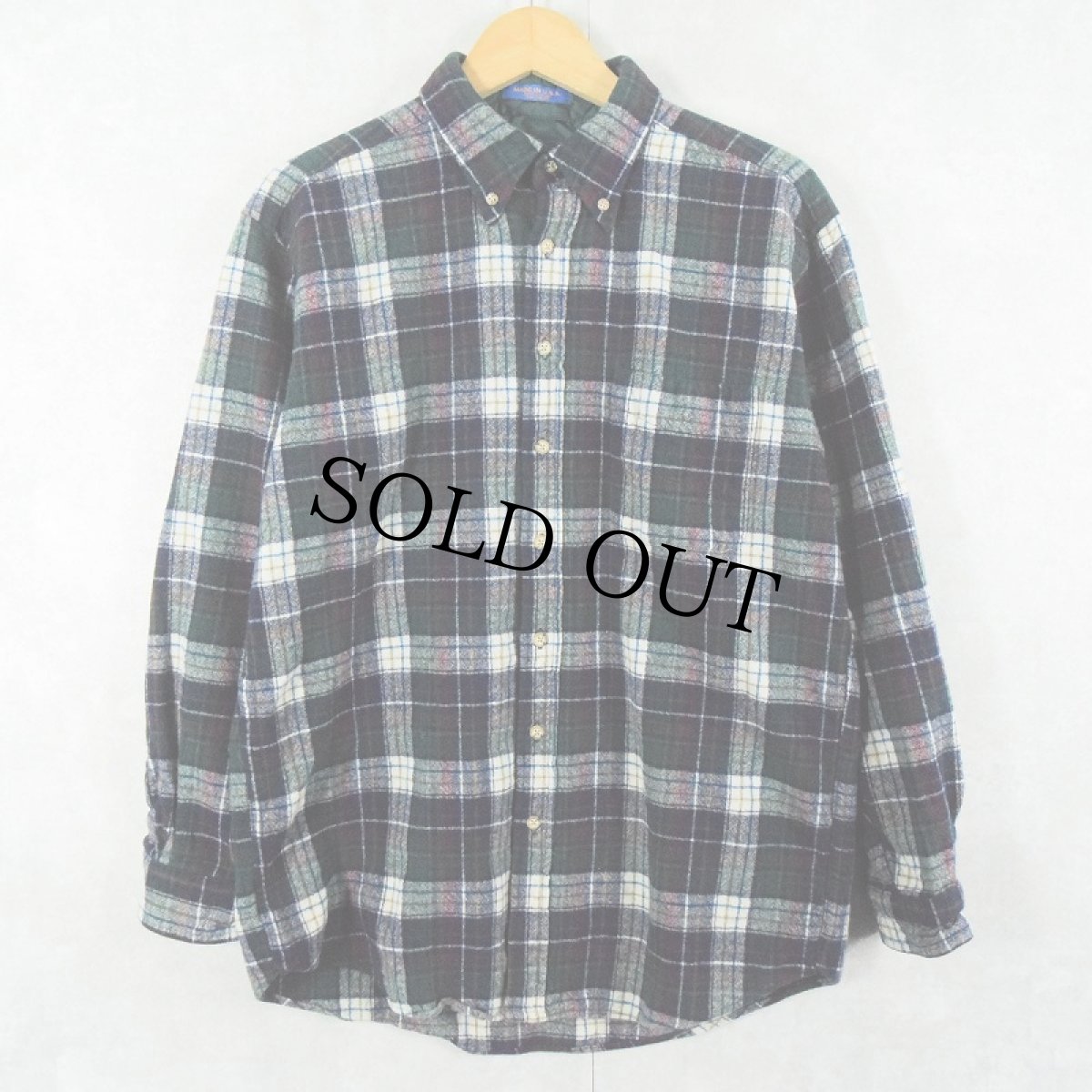 画像1: 90's〜 PENDLETON USA製 チェック柄 ウールボタンダウンシャツ L (1)