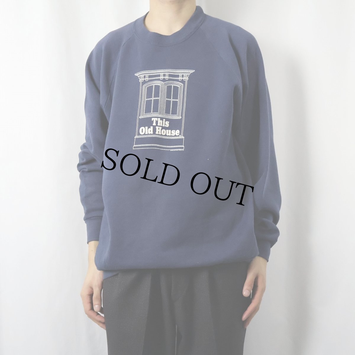 画像2: 90's USA製 "This Old House" プリントラグランスウェット NAVY XXL (2)