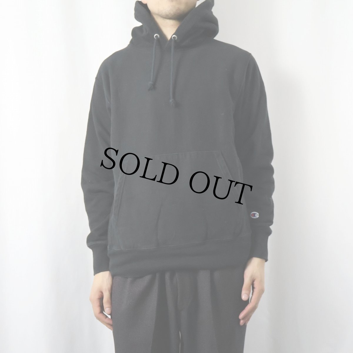 画像2: Champion REVERSE WEAVE スウェットフーディー 目無し BLACK S (2)