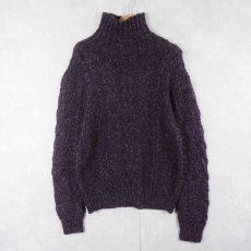 画像1: POLO Ralph Lauren ウール×リネン タートルネック ハンドニットセーター (1)