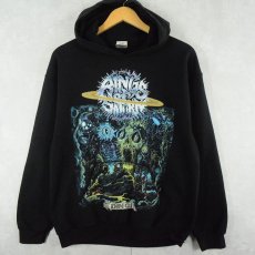 画像1: RINGS OF SATURN デスコアバンド プリントスウェットフーディー BLACK M (1)