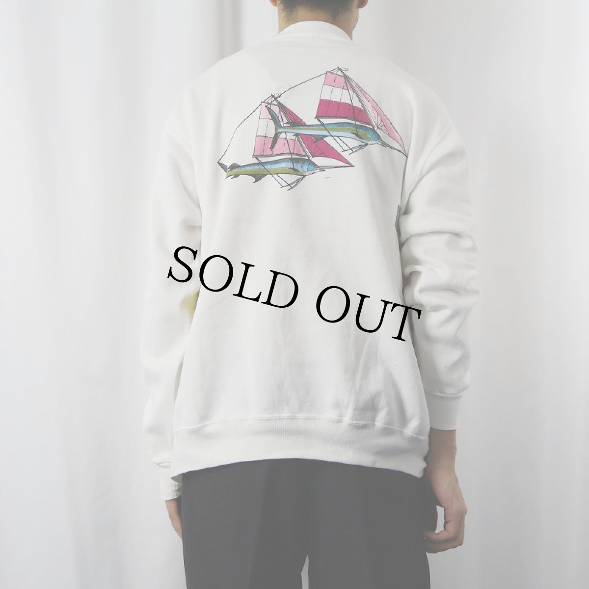 画像4: 80's USA製 魚×アニマル 巻きプリントラグランスウェット XL (4)