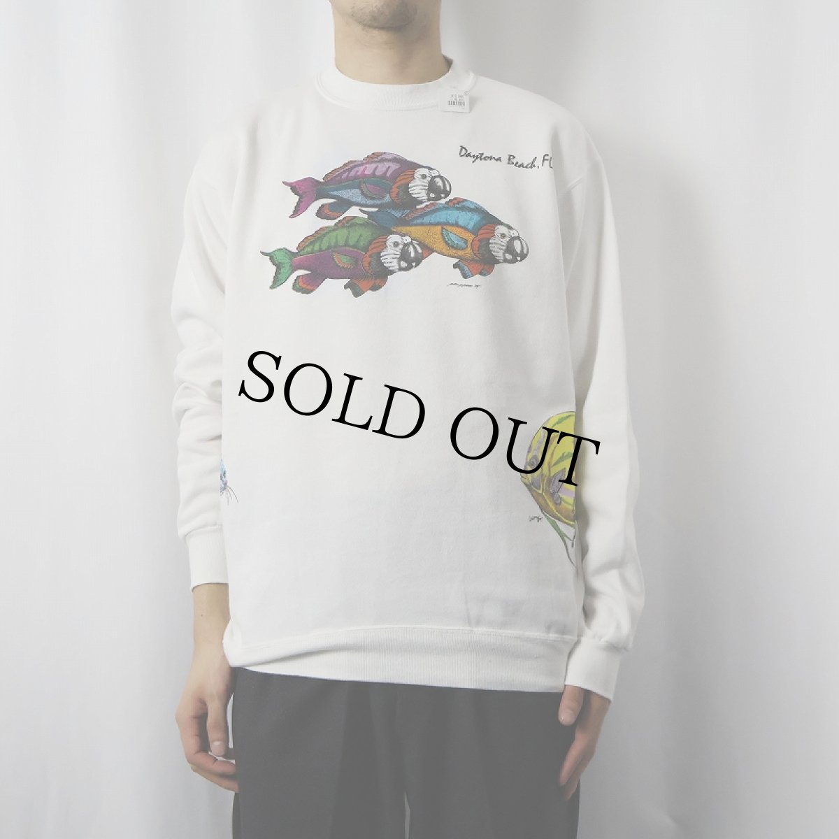 画像3: 80's USA製 魚×アニマル 巻きプリントラグランスウェット XL (3)