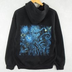画像2: RINGS OF SATURN デスコアバンド プリントスウェットフーディー BLACK M (2)