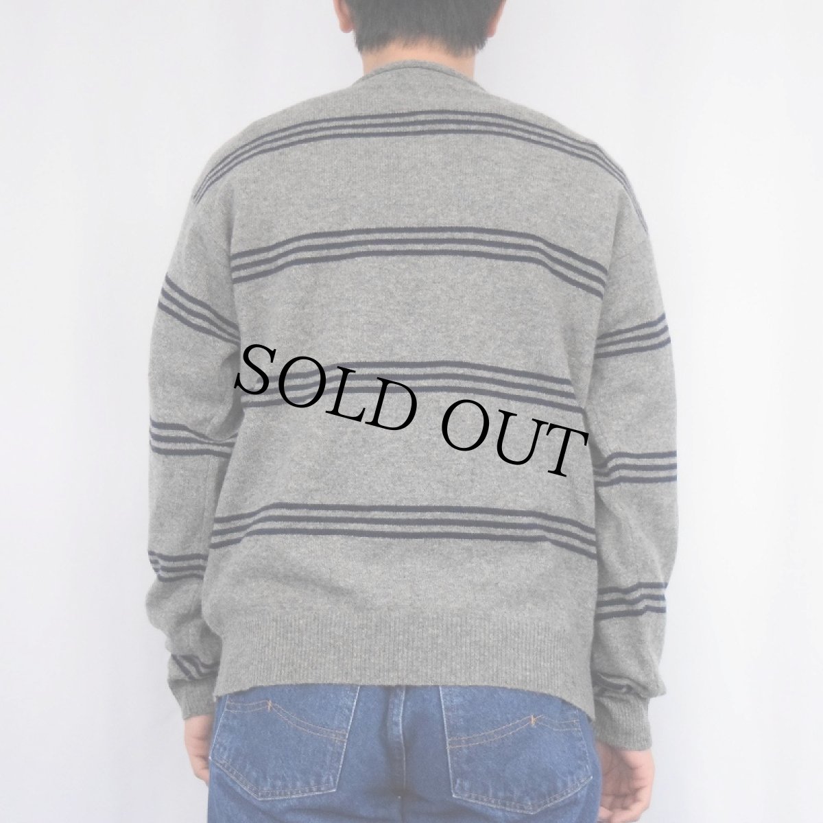 画像3: POLO Ralph Lauren LAMBSWOOL ボーダー柄 ロールネックニットセーター M (3)