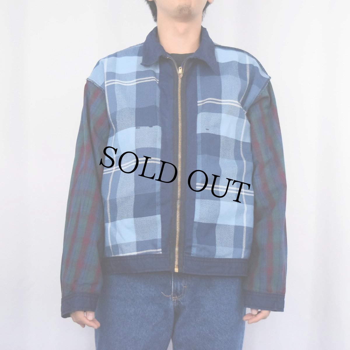 画像6: 50's〜 INDUSTRIAL Unform Co. チェック柄ライナー ワークジャケット NAVY (6)