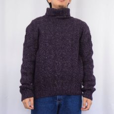 画像2: POLO Ralph Lauren ウール×リネン タートルネック ハンドニットセーター (2)