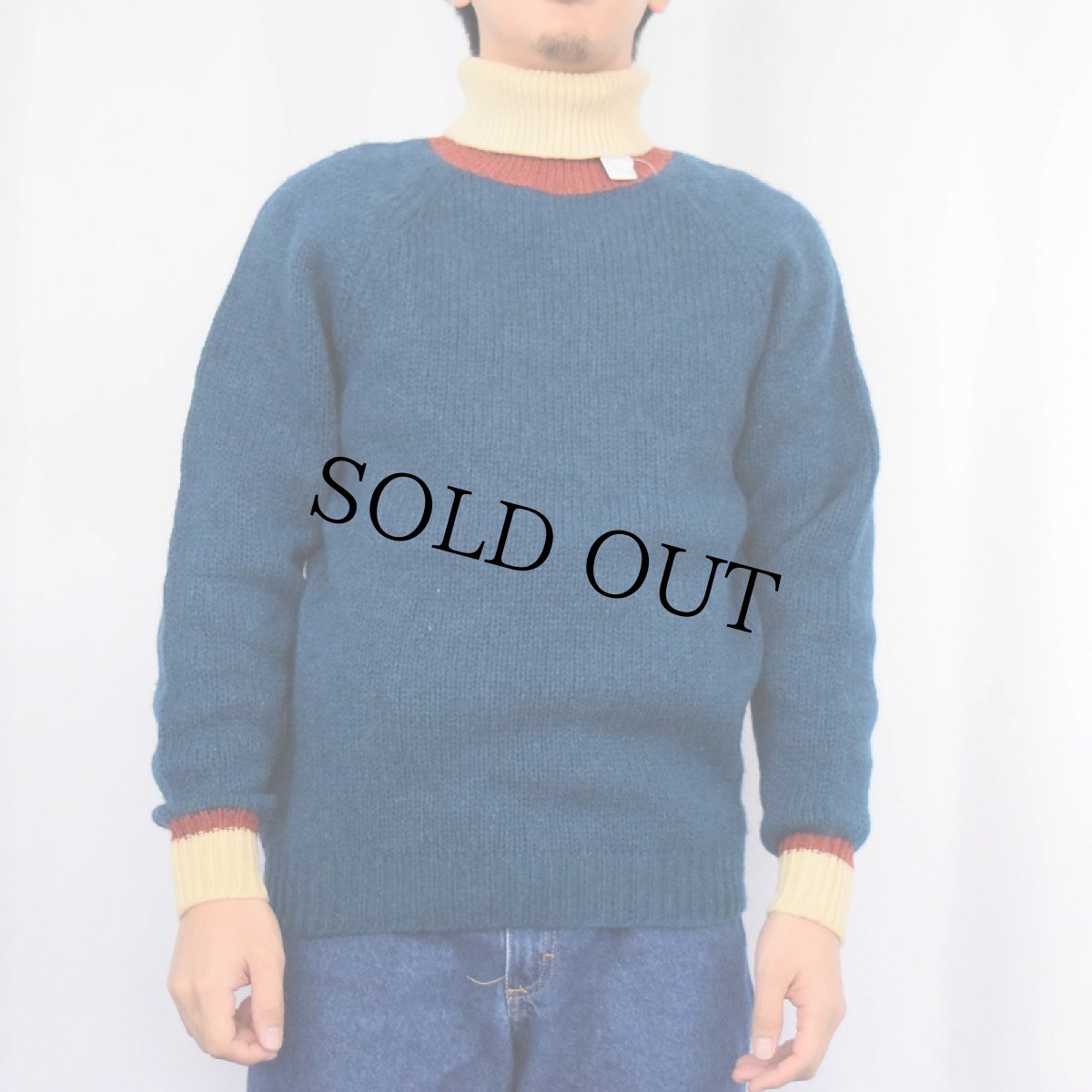 画像2: 60〜70's Sears Premiere タートルネック ウールニットセーター SIZE40 (2)