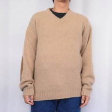 画像2: POLO Ralph Lauren エルボーパッチ付き アルパカ混 Vネックニットセーター M (2)