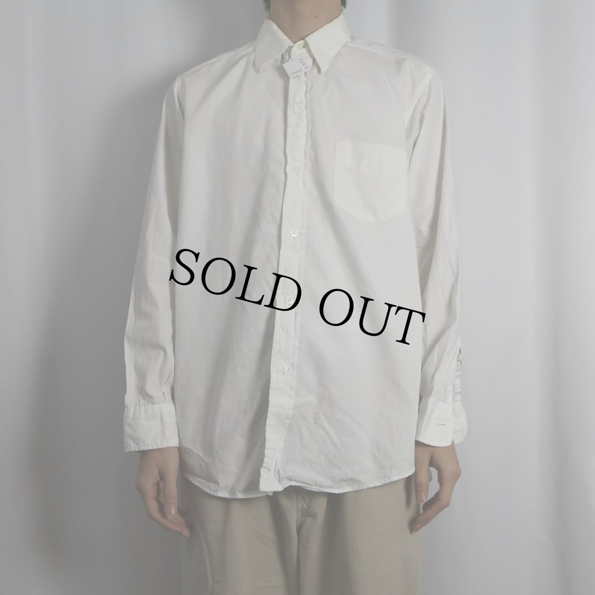 画像2: 40's HALLWARK ダブルカフス コットンシャツ 15 1/2 (2)