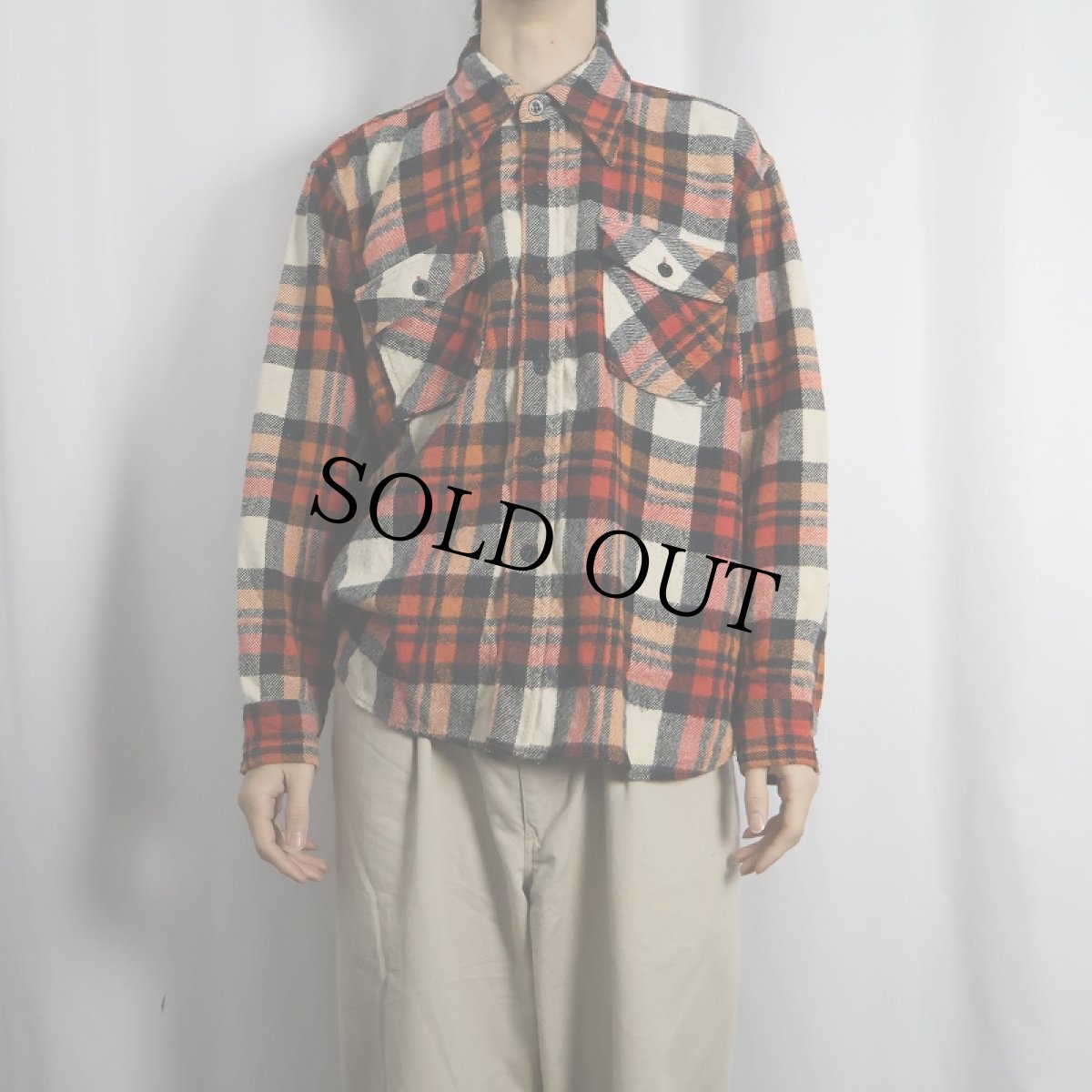 画像2: 70's Envoy チェック柄 CPOシャツジャケット L (2)