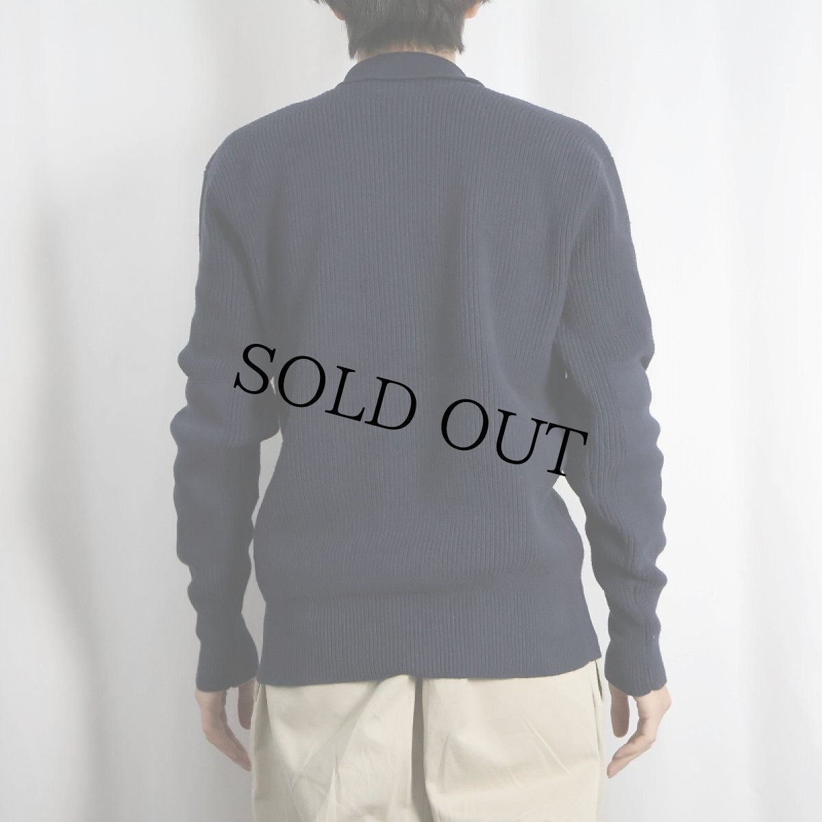 画像3: POLO Ralph Lauren エルボーパッチ付き ヘンリーネック コットンニットセーター NAVY L (3)