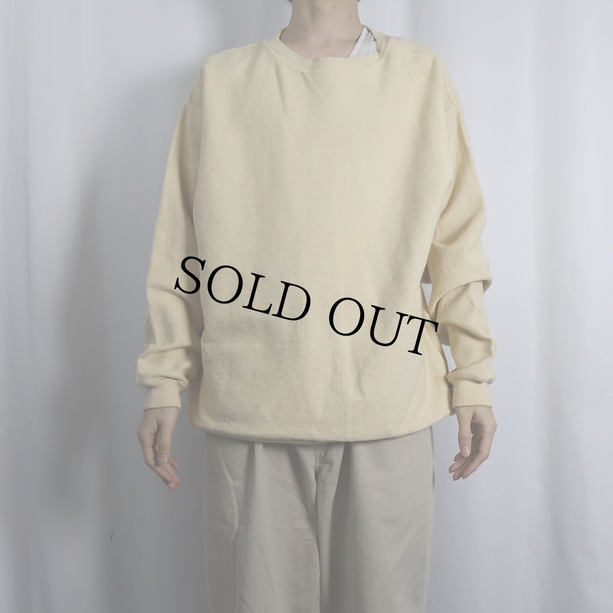 画像2: 90's LANDS' END USA製 前V 鹿の子スウェット XL (2)