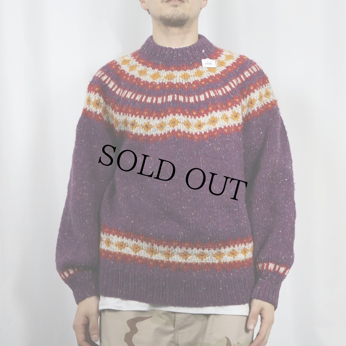 画像2: MADE WITH LOVE BY MOM ノルディック柄 カラーネップウールニットセーター (2)