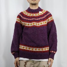 画像2: MADE WITH LOVE BY MOM ノルディック柄 カラーネップウールニットセーター (2)