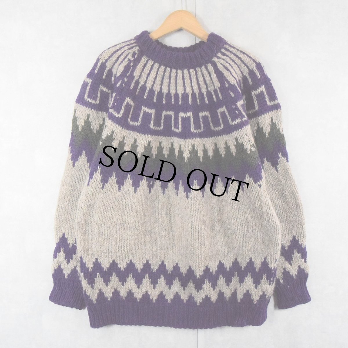 画像1: 【SALE】 GREEK KNITWEAR ノルディック柄 ウールニットセーター (1)