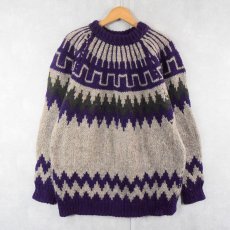 画像1: GREEK KNITWEAR ノルディック柄 ウールニットセーター (1)