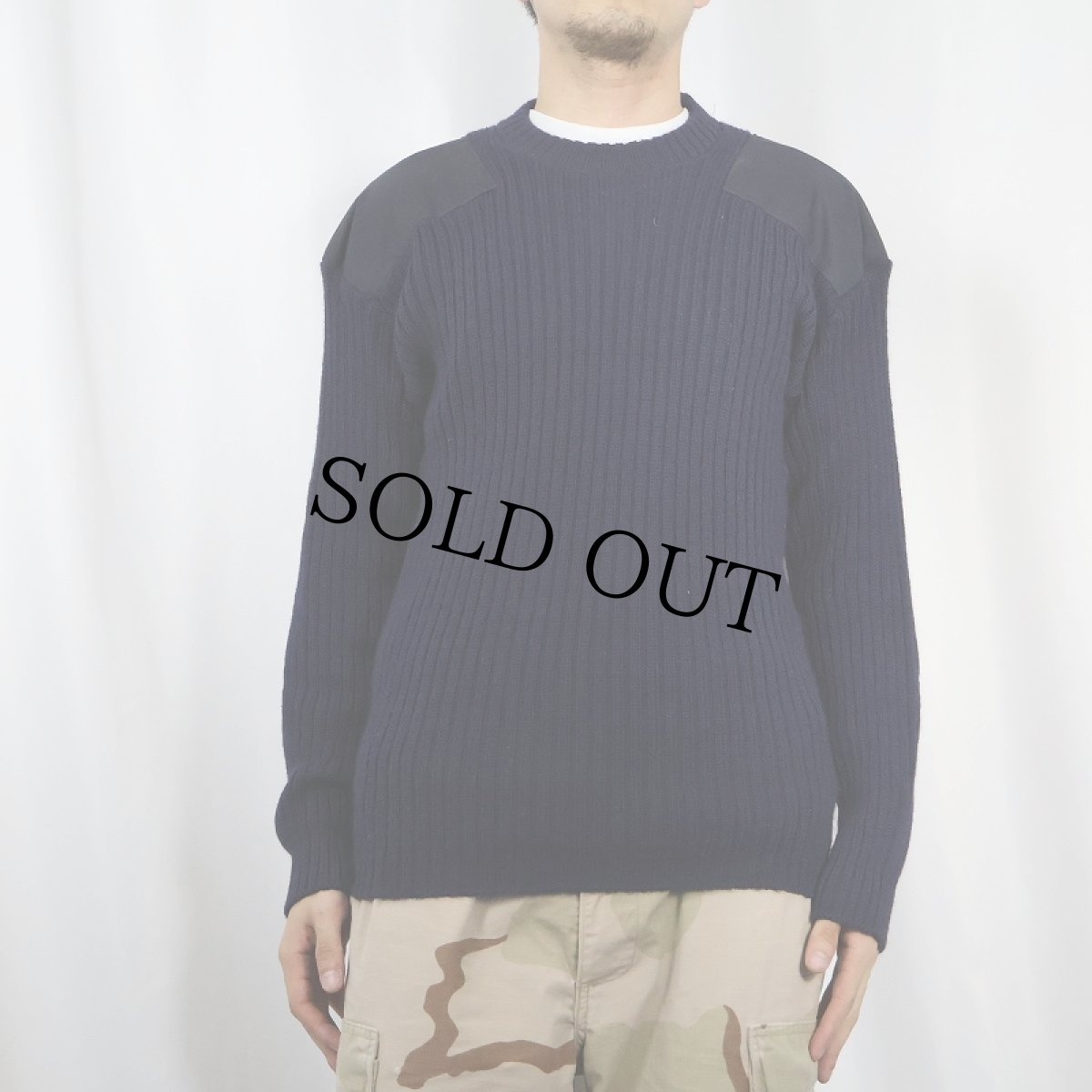 画像2: 70's L.L.Bean ENGLAND製 筆記体タグ コマンドニットセーター NAVY L (2)