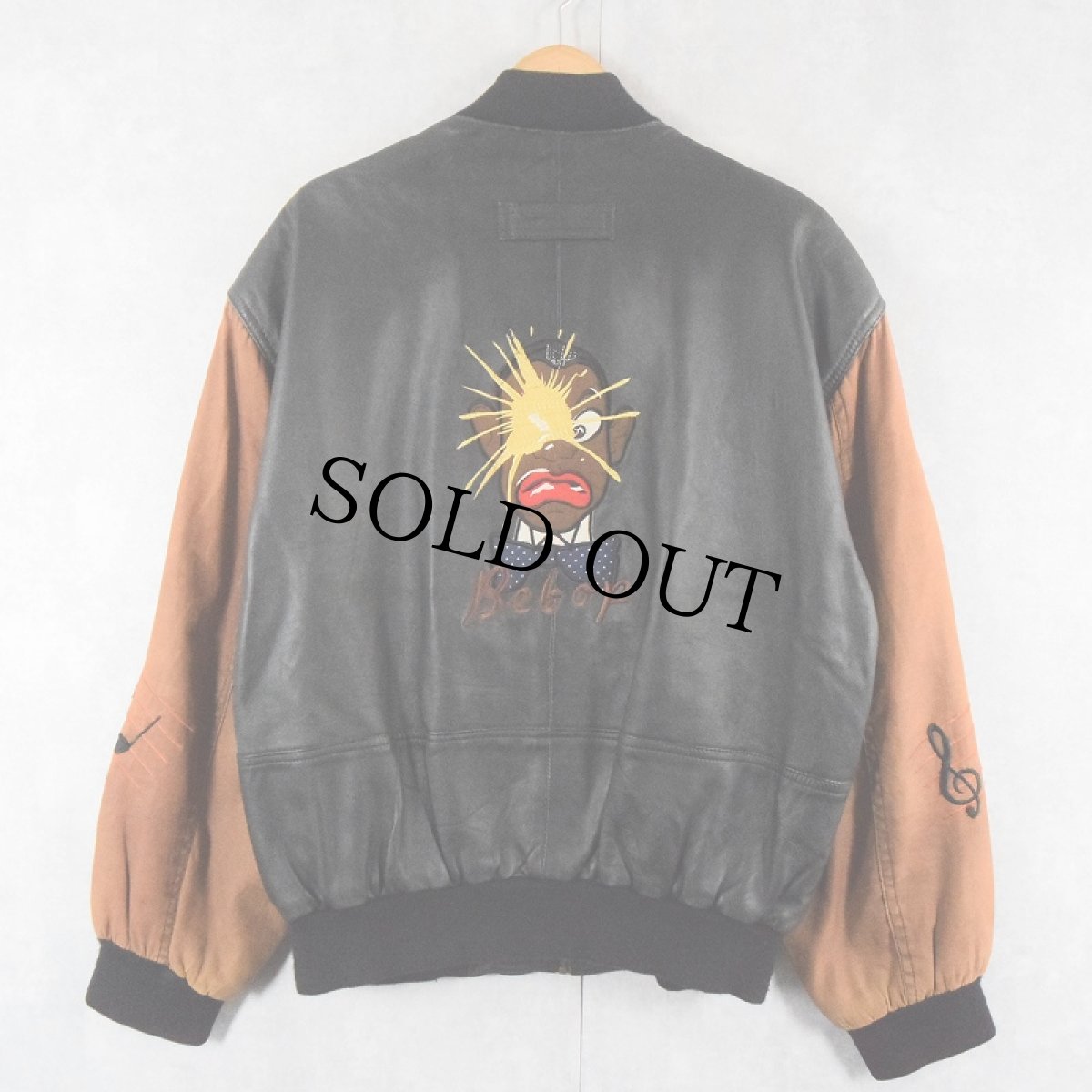 画像2: "Jazz Swing Bebap"  刺繍入り レザースタジャン L (2)