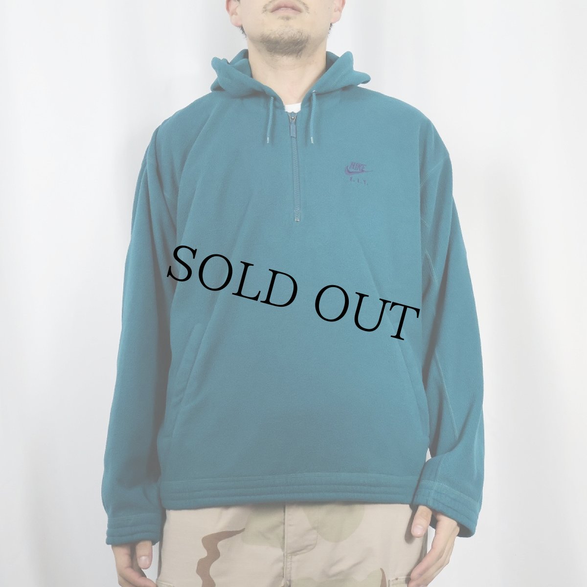 画像2: 90's NIKE CROSS TRAINING ロゴ刺繍 ハーフジップ フリースプルオーバーパーカー (2)