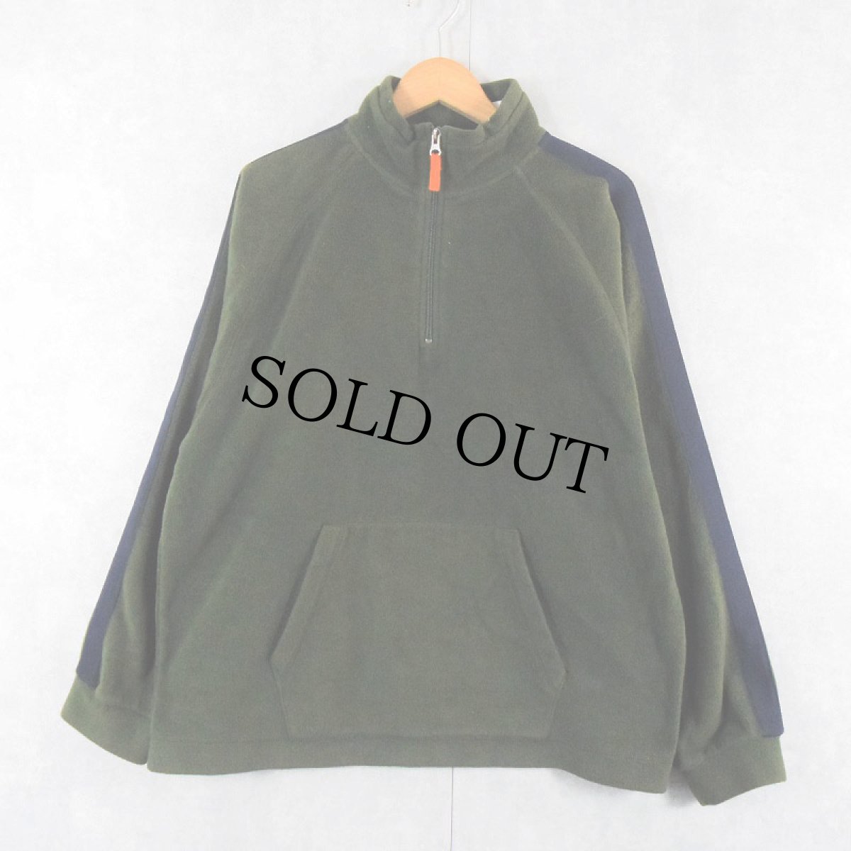 画像1: 2000's GAP サイドライン フリースプルオーバージャケット GREEN M (1)