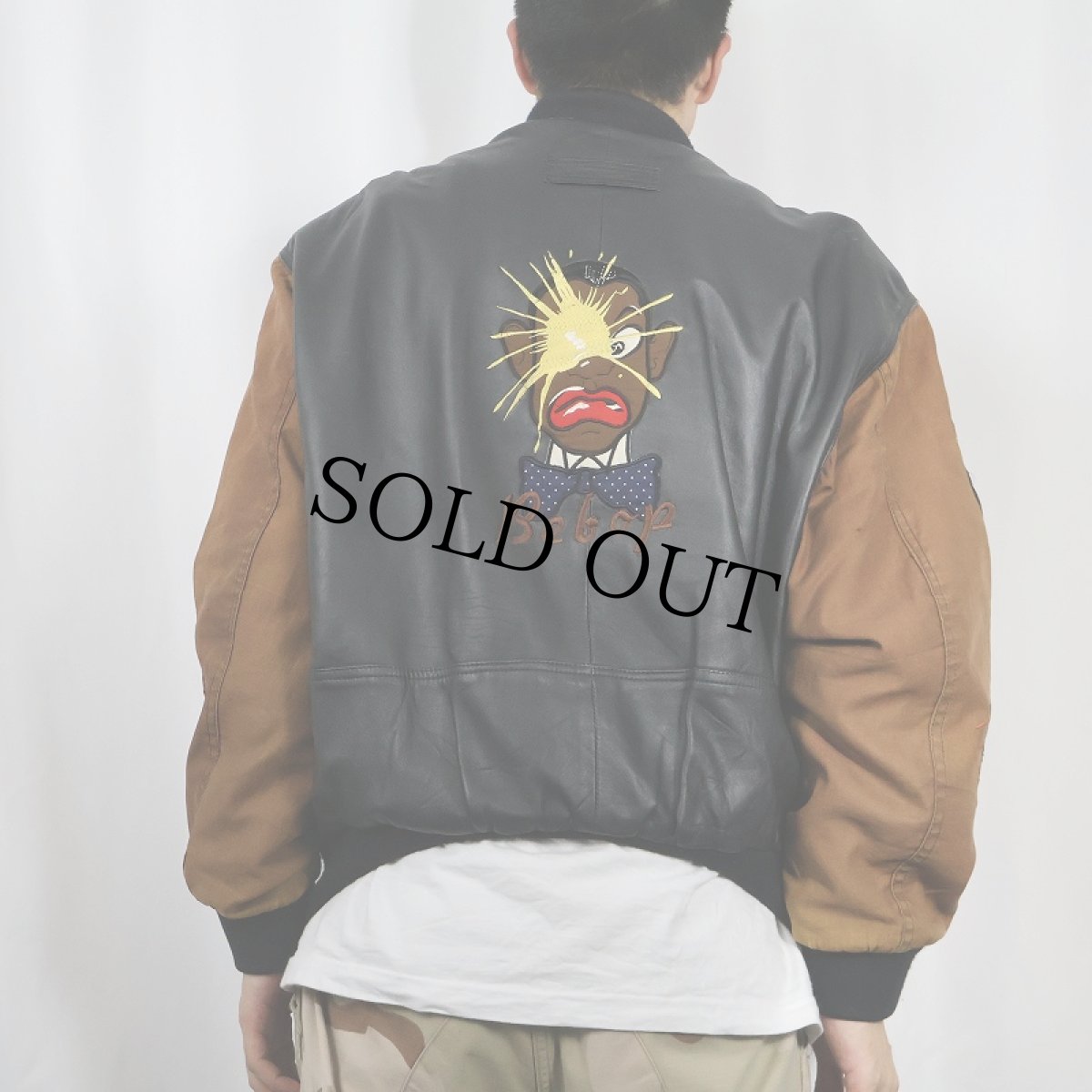 画像4: "Jazz Swing Bebap"  刺繍入り レザースタジャン L (4)