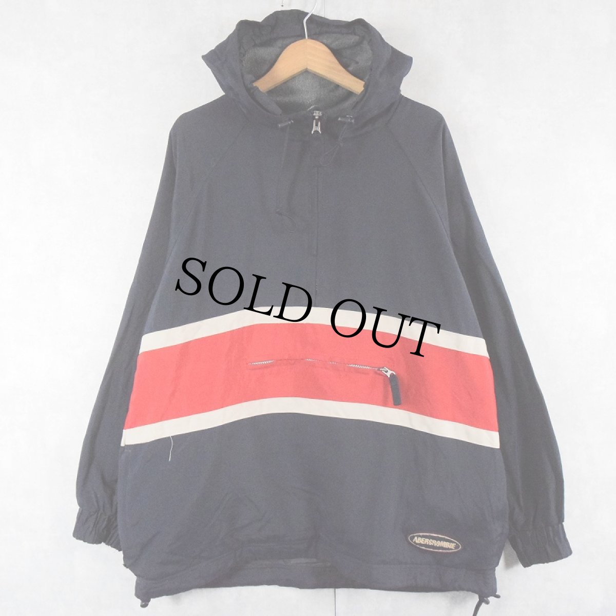 画像1: 90's Abercrombie&Fitch ナイロンアノラックパーカー NAVY S (1)