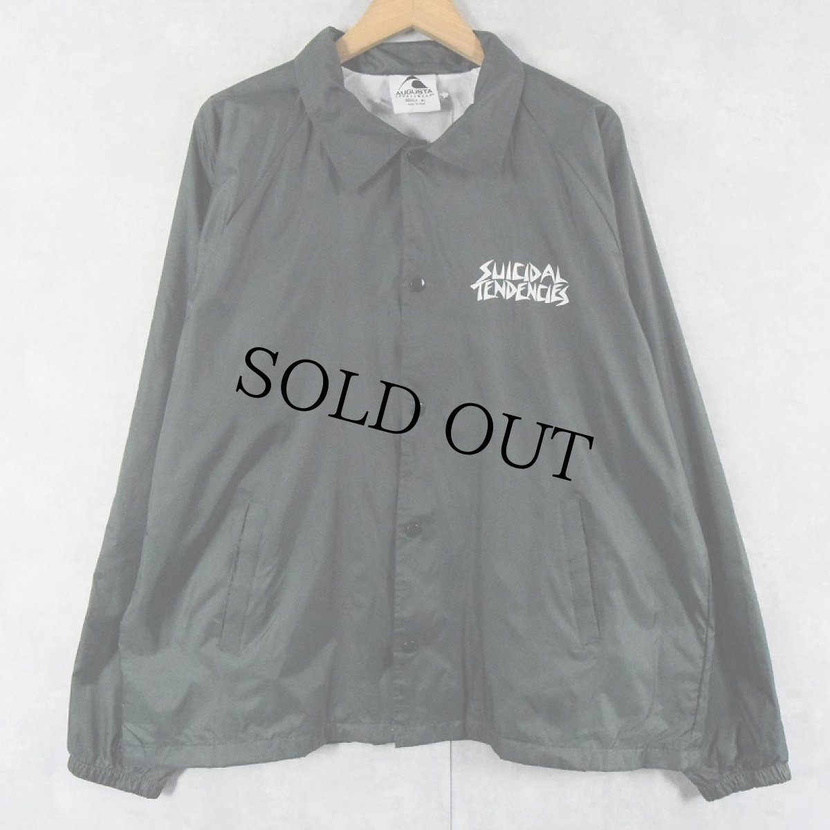 画像2: SUICIDAL TENDENCIES ハードコアバンド ナイロンコーチジャケット GREEN XL (2)