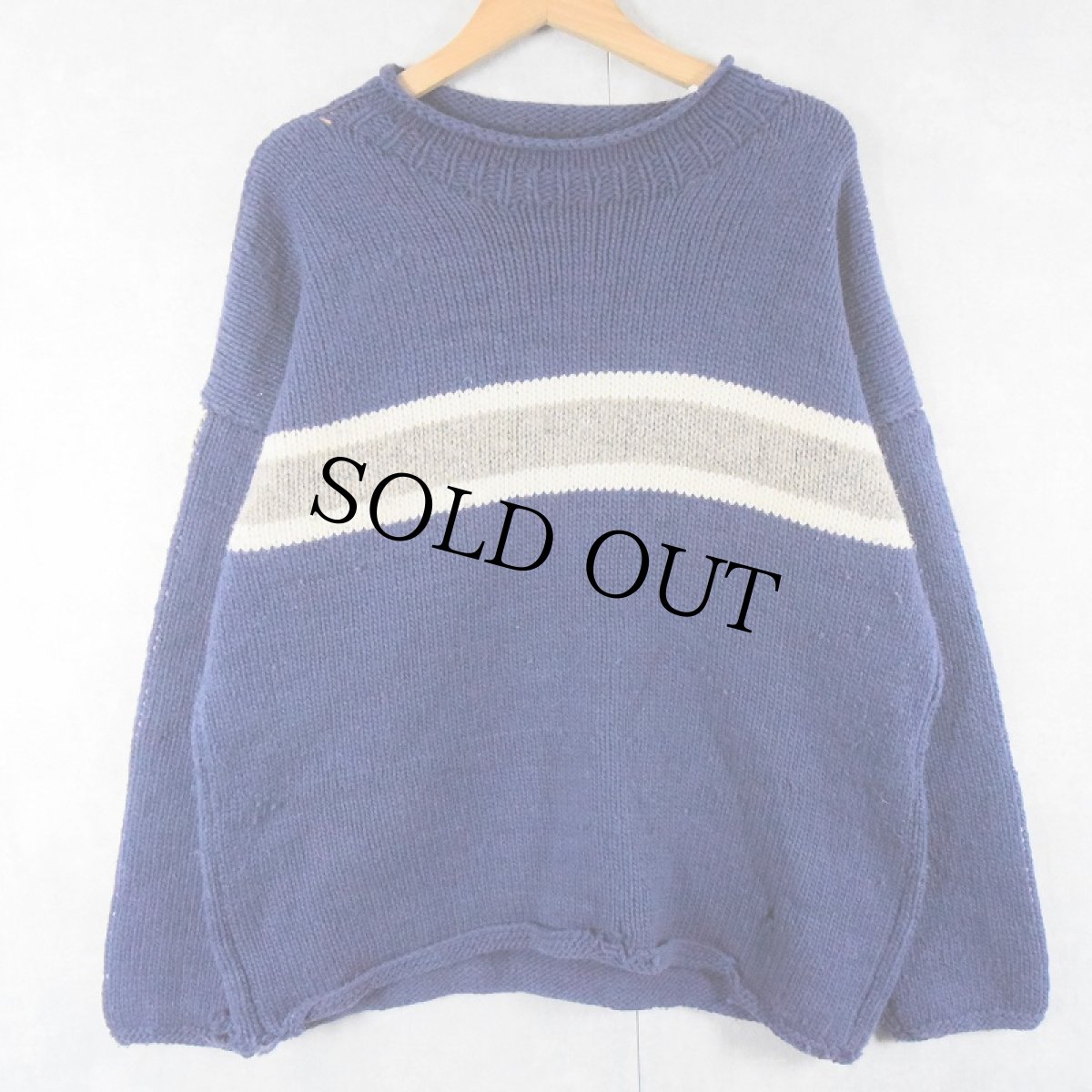 画像1: サイドライン ロールネックウールニットセーター NAVY (1)