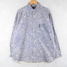 画像1: 90's〜 Abercrombie&Fitch "THE BIG SHIRT" 総柄 ボタンダウンシャツ L (1)