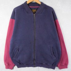 画像1: 90's〜 Eddie Bauer 2トーン スウェットジップジャケット M (1)