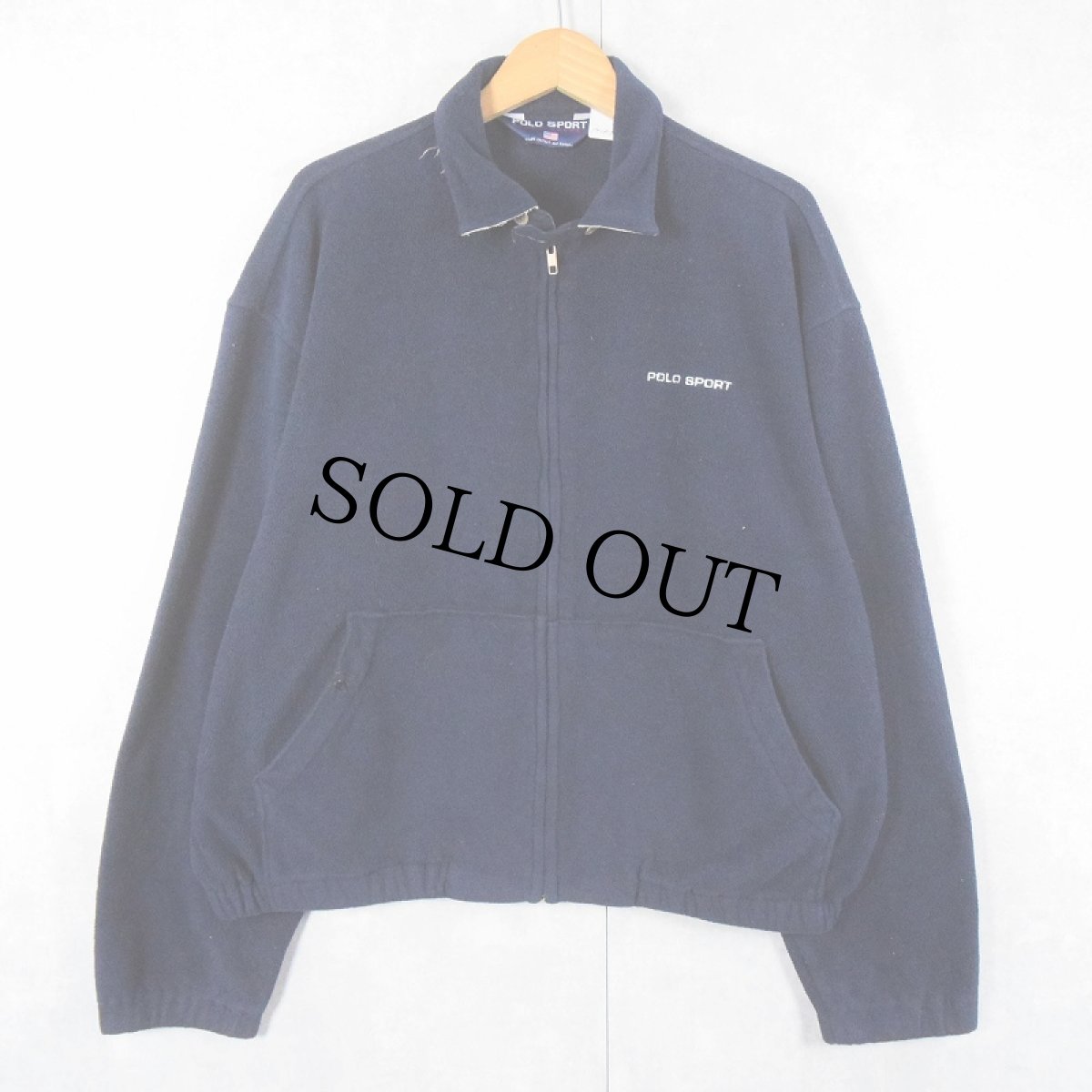 画像1: 90's POLO SPORT Ralph Lauren ロゴ刺繍 フリーススイングトップ NAVY L (1)