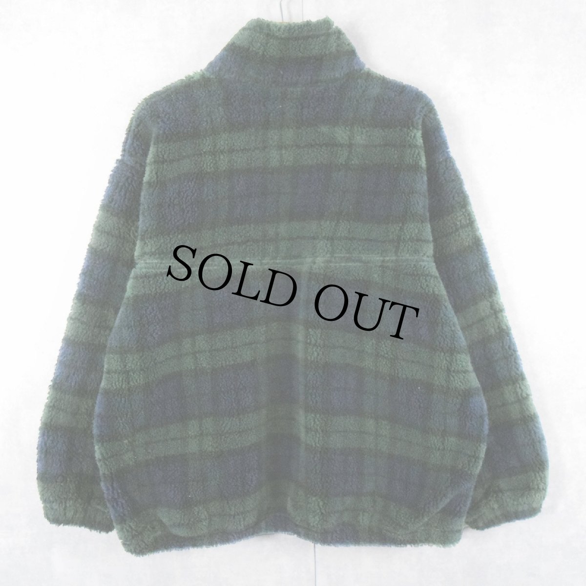 画像2: 90's POLO SPORT Ralph Lauren "RL-PS" ブラックウォッチチェック柄 ボアフリースジャケット L (2)