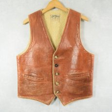 画像1: 60〜70's L.L.Bean 筆記体タグ 裏ボア レザーベスト (1)