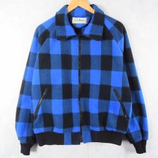 画像1: 80's L.L.Bean バッファローチェック柄 フリースジップジャケット (1)