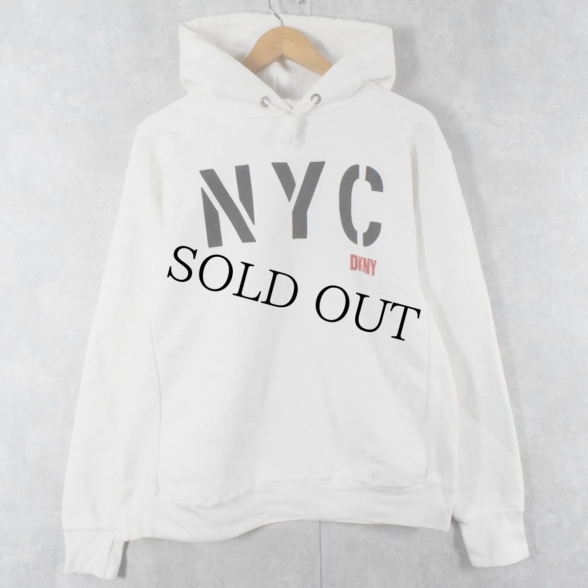 画像1: 90's DKNY JEANS REVERSE WEAVE TYPE "NYC DKNY" プリントスウェットフーディー (1)