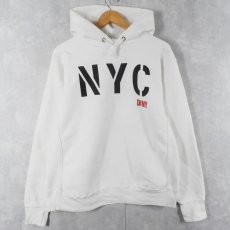 画像1: 90's DKNY JEANS REVERSE WEAVE TYPE "NYC DKNY" プリントスウェットフーディー (1)
