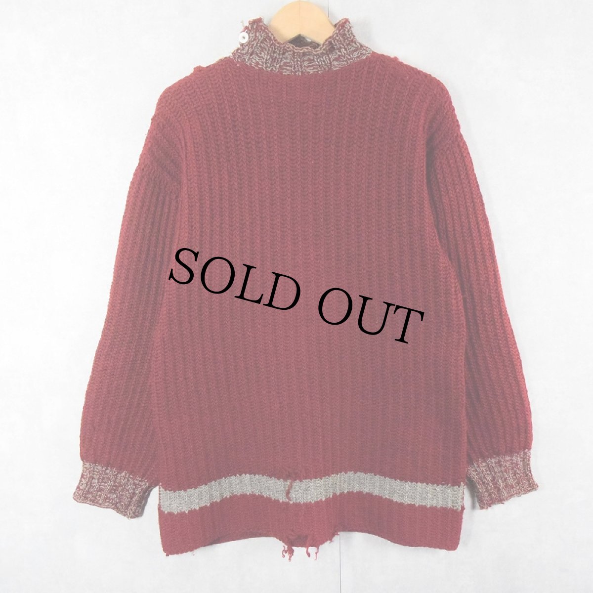 画像1: 【SALE】 VINTAGE ボタンデザイン タートルネックニットセーター (1)