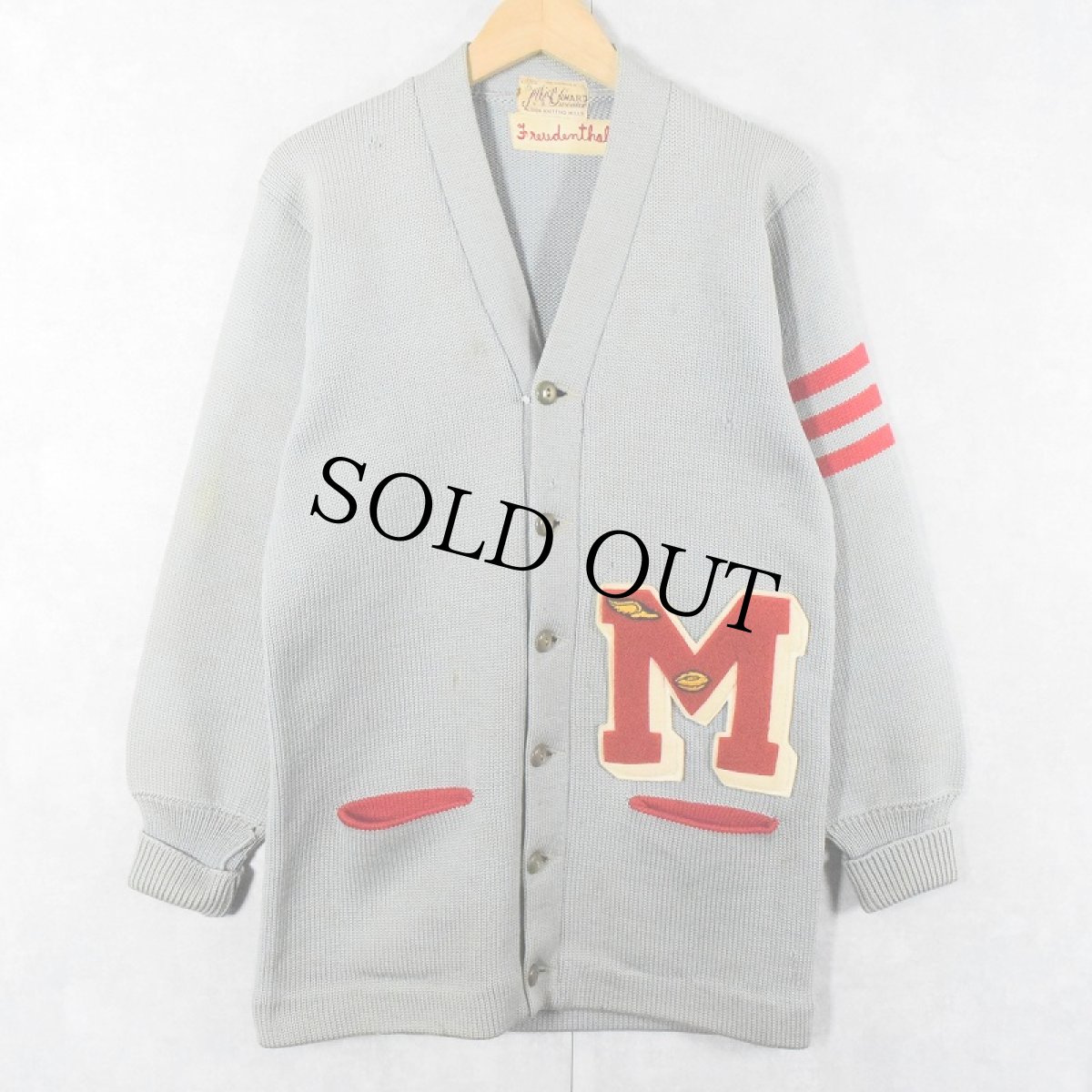 画像1: 50's Allion Award Sweater レタードニットカーディガン (1)