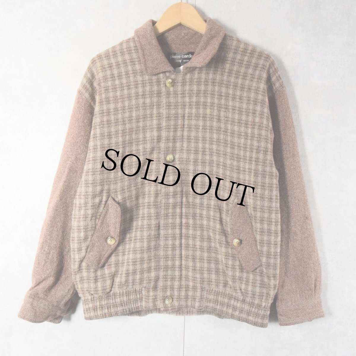 画像1: pierre cardin チェック柄 ウールジャケット L (1)