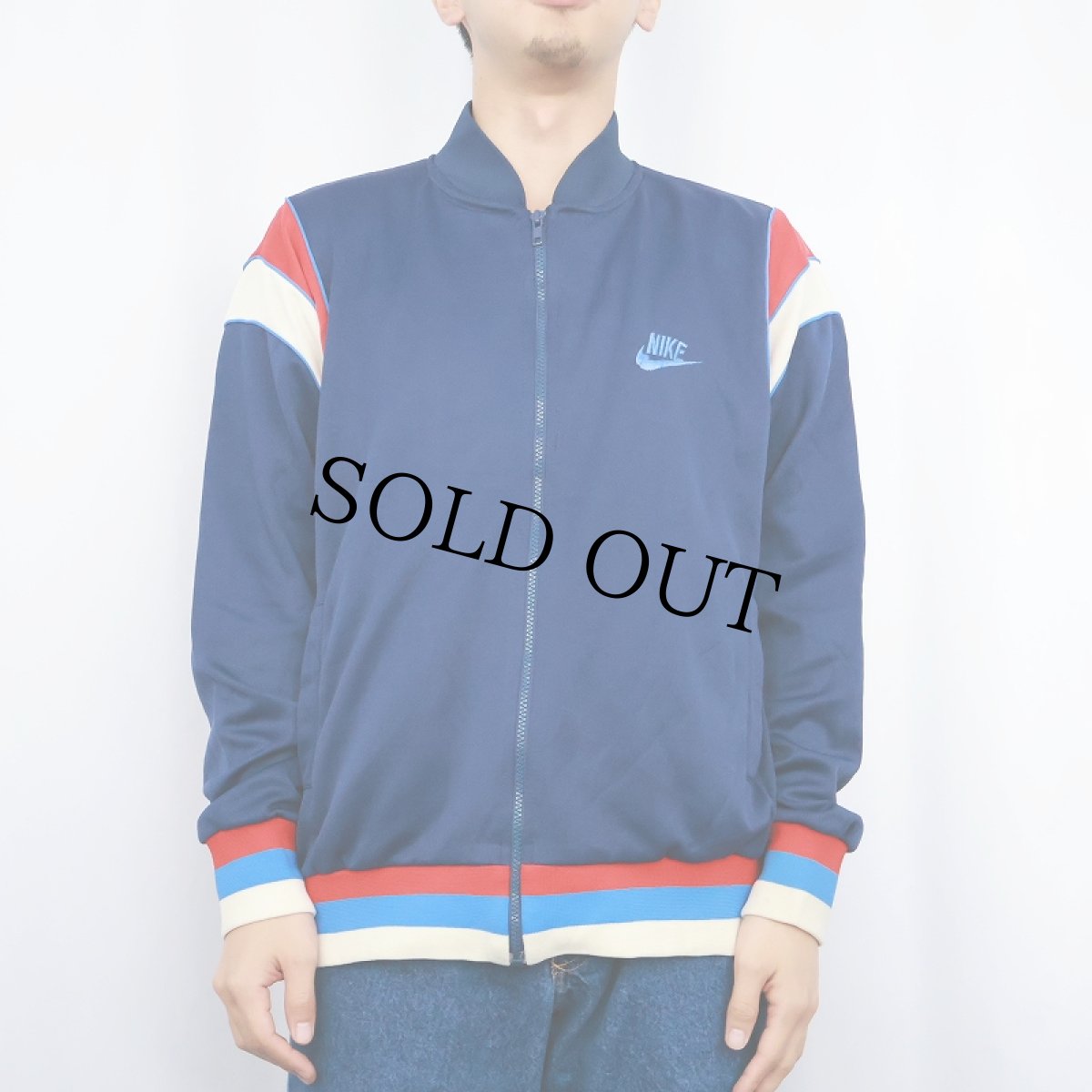 画像2: 80's NIKE 紺タグ ロゴ刺繍 トラックジャケット L (2)
