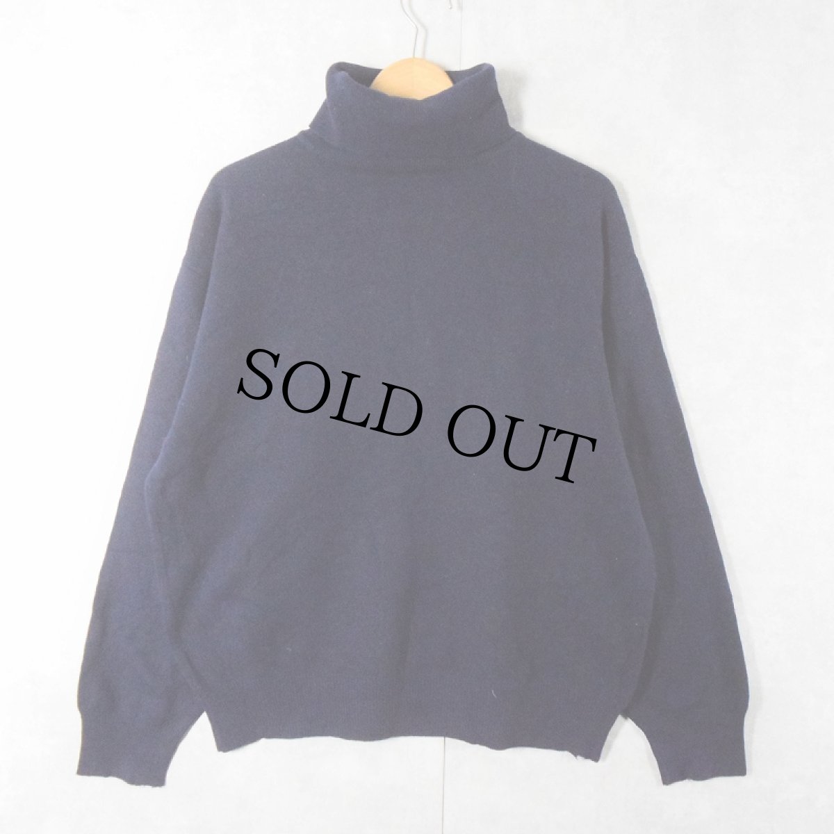 画像1: Ermenegildo Zegna ITALY製 タートルネック カシミアニットセーター NAVY SIZE52 (1)