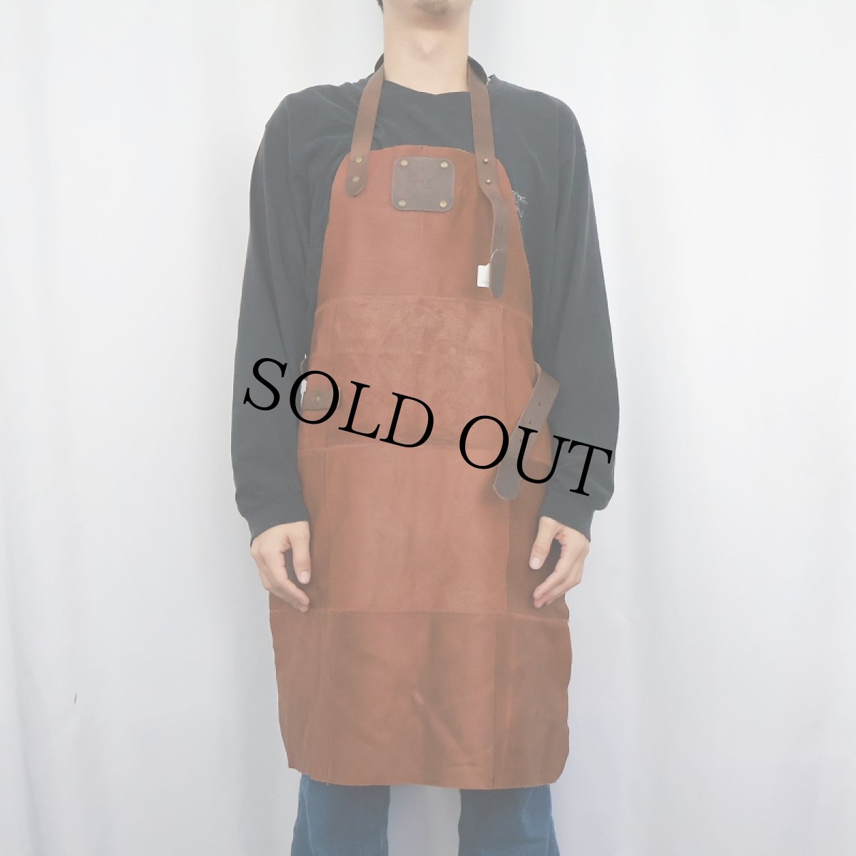 画像2: "BBQ" パッチワーク レザーエプロン (2)