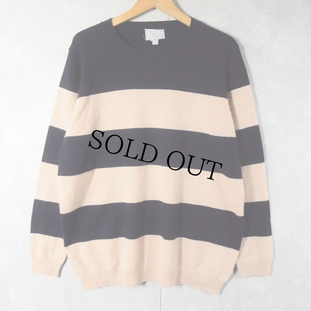 画像3: PURE COLLECTION ボーダー柄 カシミアニットセーター NAVY×BEIGE SIZE40 (3)