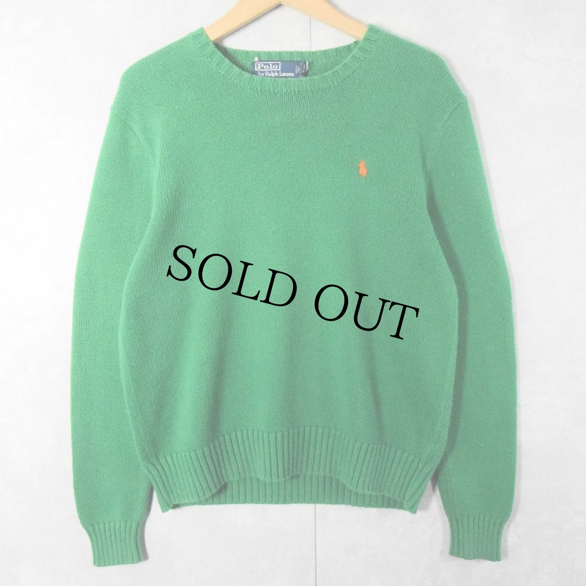 画像1: POLO Ralph Lauren "PIMA COTTON" ロゴ刺繍 コットンニットセーター S (1)